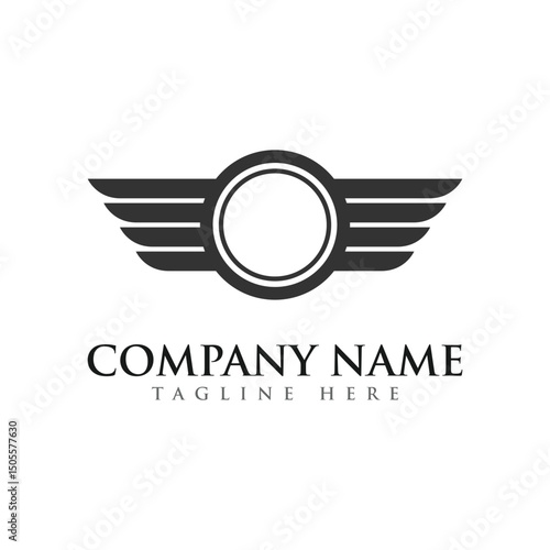 wings and shield design template for initial logo 