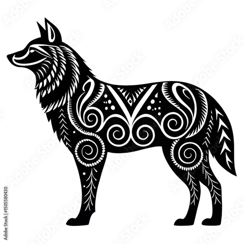 Wallpaper Mural Wolf Tattoo Sketch. PNG. Torontodigital.ca