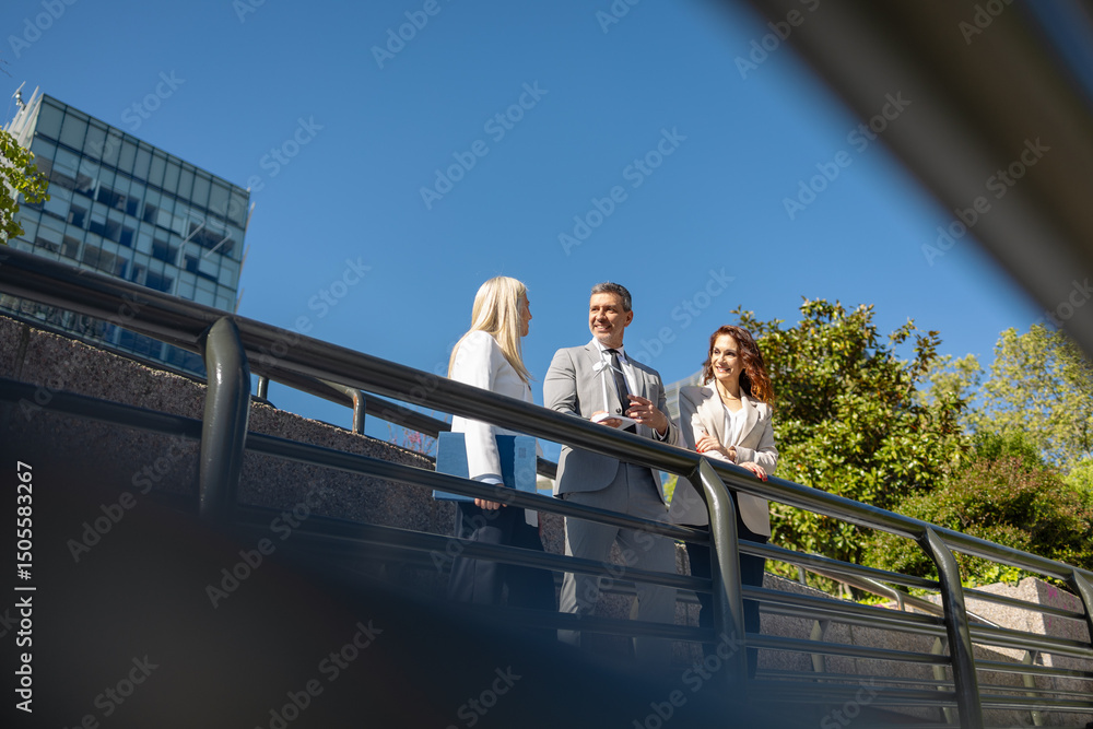 Fototapeta premium Business professionals discussing renewable energy solutions