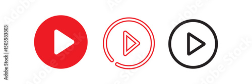 Play button Youtube, you tube video icon, logo symbol red banner, flat vector, social media sign, mobile app, web video mark vector illustration