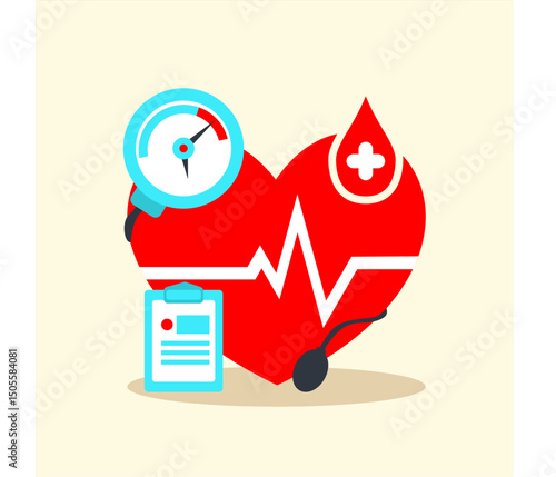 World Hypertension Day Illustration, World Hypertension Day and Heart Awareness