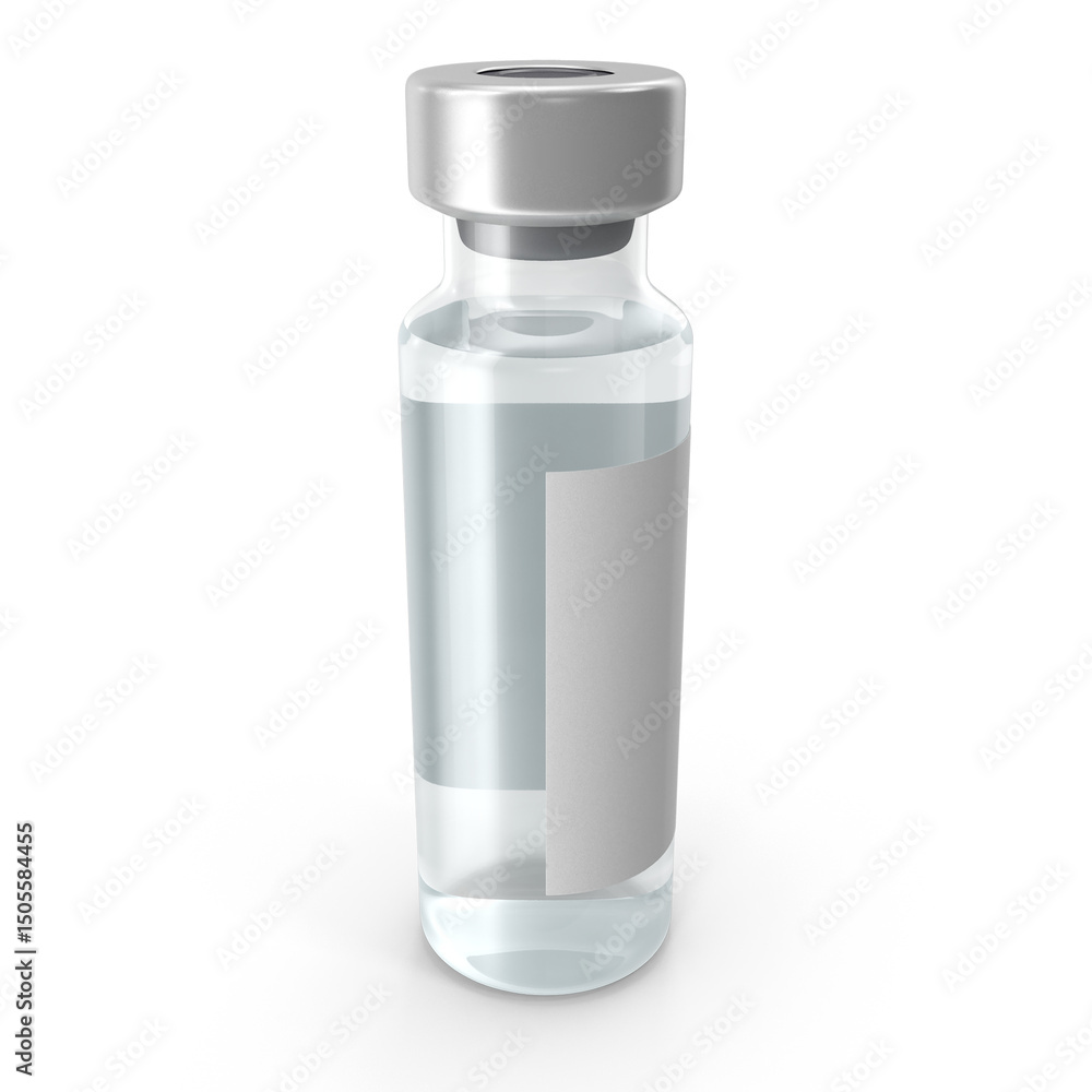 Clear Medical Vial with Silver Cap Isolated on Transparent Background Clear Medical Vial with Silver Cap Isolated on Transparent Background