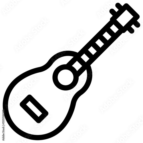 Acoustic guitar icon Black and white outline vector