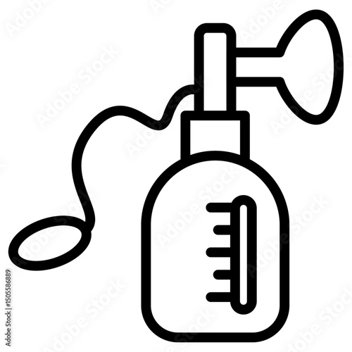 Breast pump icon Black and white outline vector
