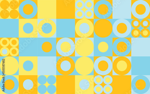 Beachside colour palette bubble pattern,geometric pattern on four colour in scandinavian style 