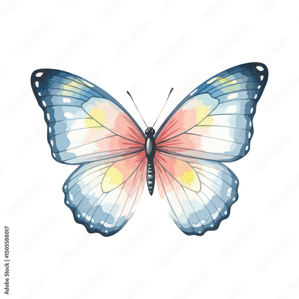 Obraz premium Beautiful butterfly Isolated on Transparent Background – Watercolour Illustration