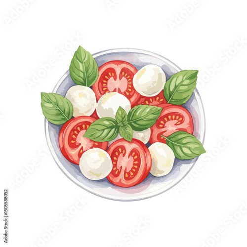 Caprese salad Isolated on Transparent Background – Watercolour Illustration