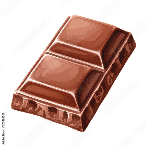 Dark Chocolate Bar Isolated on Transparent Background – Watercolour Illustration