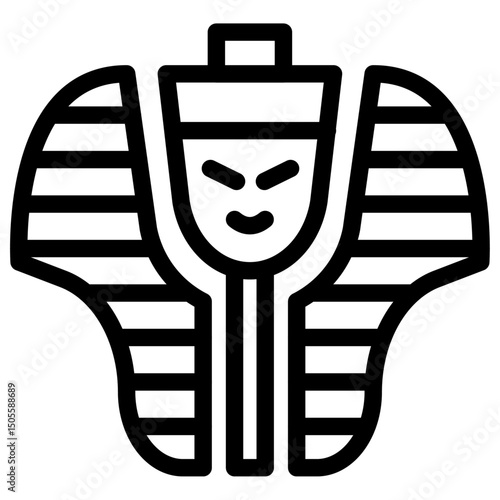 Egyptian pharaoh icon Black and white outline vector