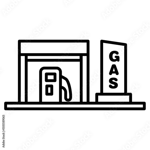 Gas station icon Black and white outline vector