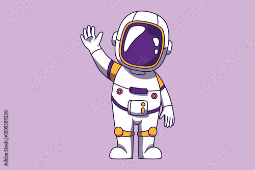 Cute Astronaut Celebrating Birthday Vector Illustration