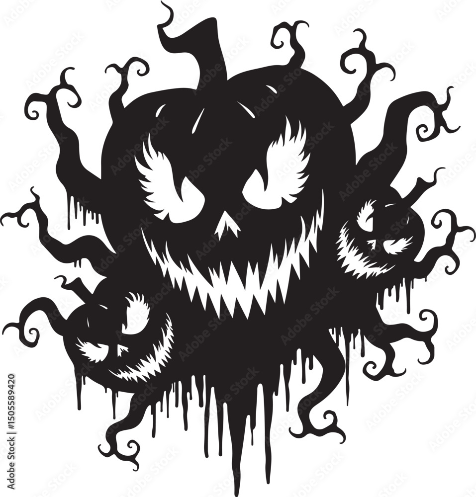 Fototapeta premium Halloween pumpkin vector black silhouette design.