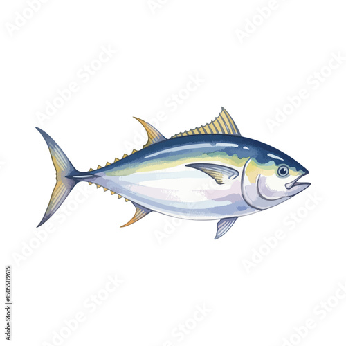 Tuna fish Isolated on Transparent Background – Watercolour Illustration