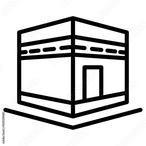 Kaaba icon Black and white outline vector