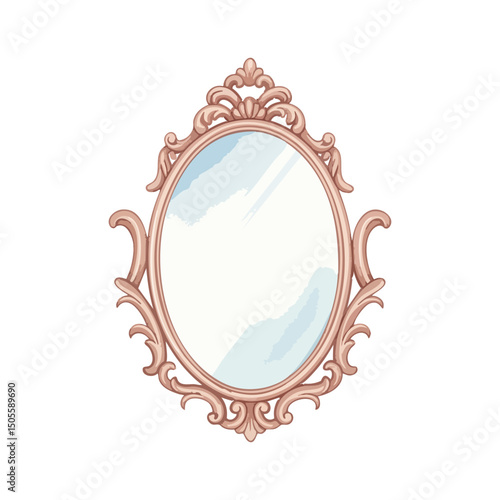 Vintage Mirrors Isolated on Transparent Background – Watercolour Illustration