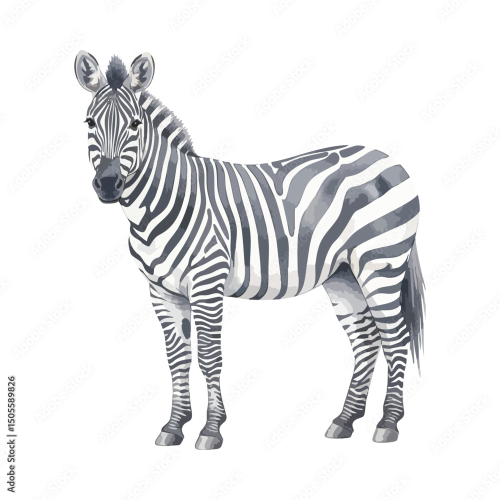 Fototapeta premium Zebra Isolated on Transparent Background – Watercolour Illustration