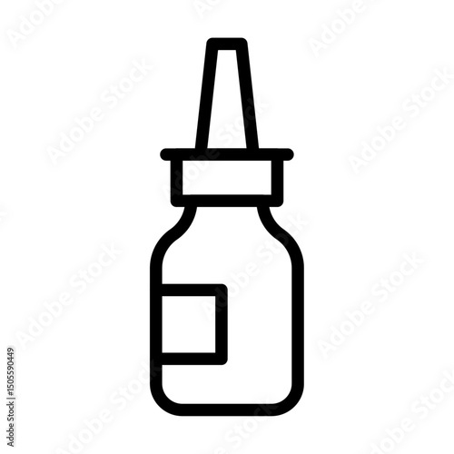 Nasal spray bottle icon Black and white outline vector