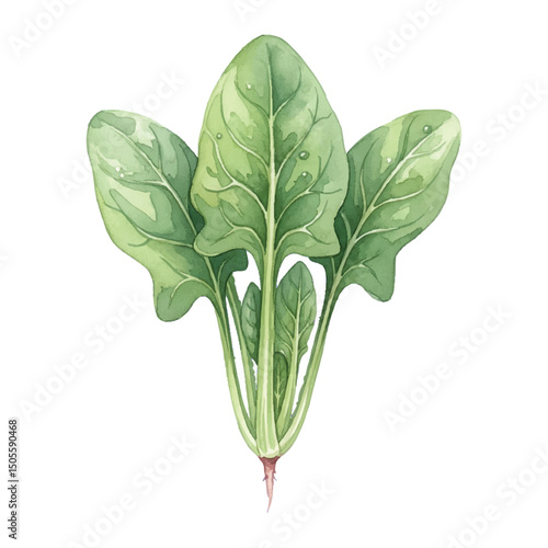 Fresh spinach Isolated on Transparent Background – Watercolour Illustration