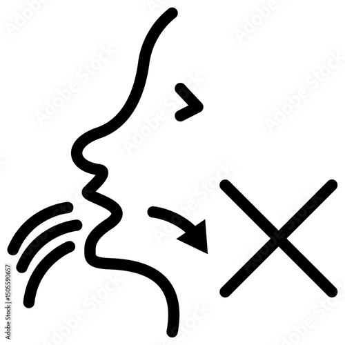No swallowing icon Black and white outline vector