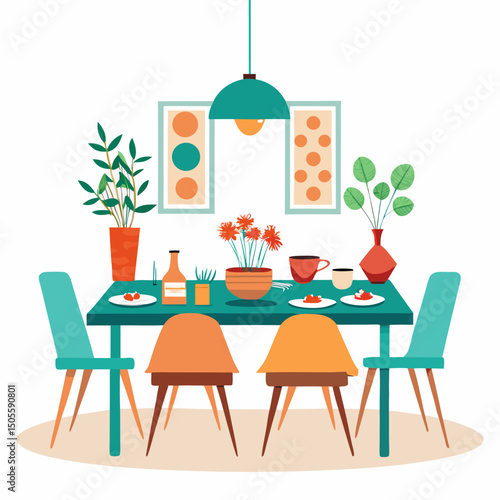 vector illustration of a dining room