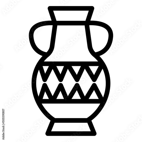 Ornamental vase icon Black and white outline vector