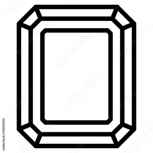 Rectangular diamond icon Black and white outline vector