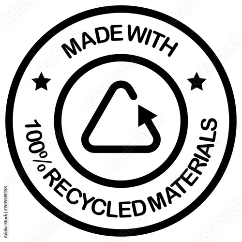 Recycle materials icon Black and white outline vector