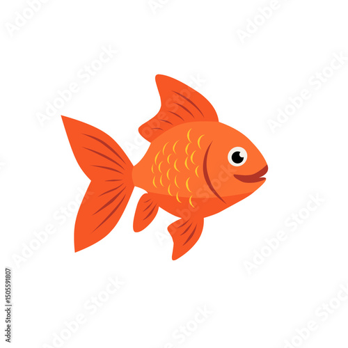 A cute orange goldfish illustration in cartoon style with simple details and a playful expression. Perfect for children’s materials, aquariums, or aquatic-themed designs