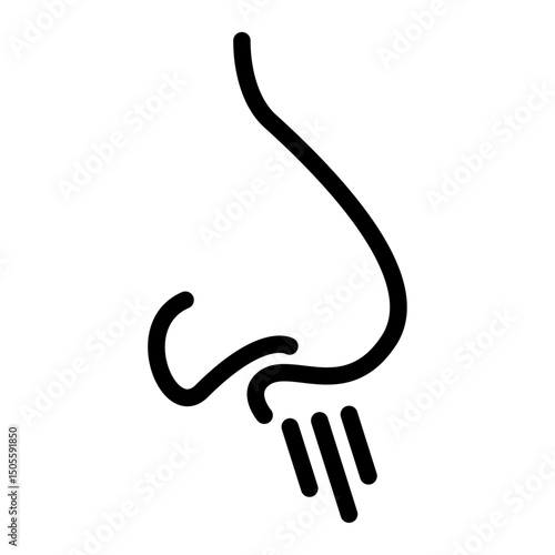 Runny nose icon Black and white outline vector