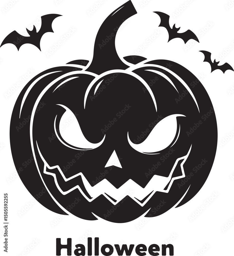 Naklejka premium Halloween pumpkin vector black silhouette design.