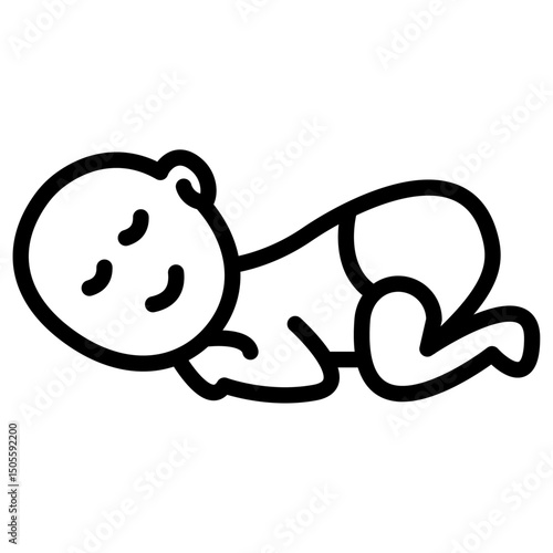 Sleeping baby icon Black and white outline vector