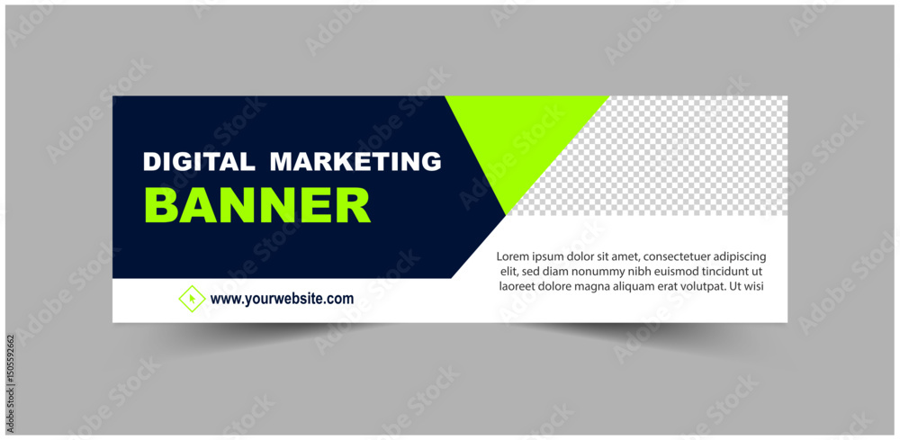 Fototapeta premium Social Media Cover Banner Template Design Blue And Green Digital Marketing Banner For Business Corporate Vector Illustration