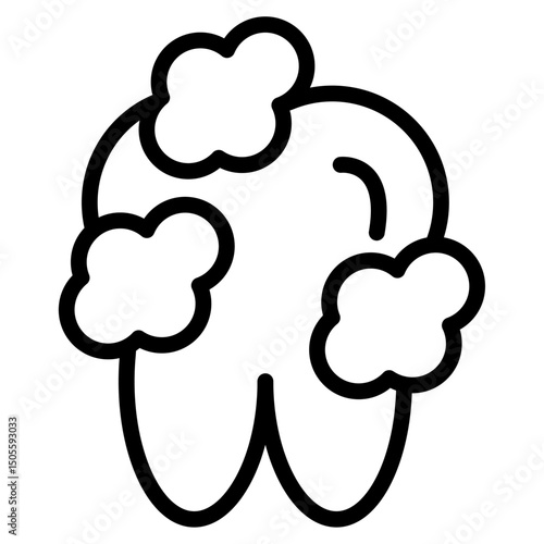 Tooth cleaning icon Black and white outline vector