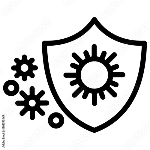 virus protection icon Black and white outline vector