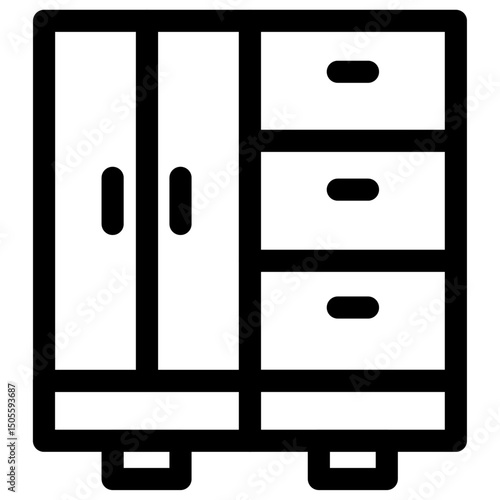 Wardrobe icon Black and white outline vector