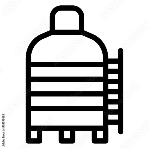 Water tank icon Black and white outline vector