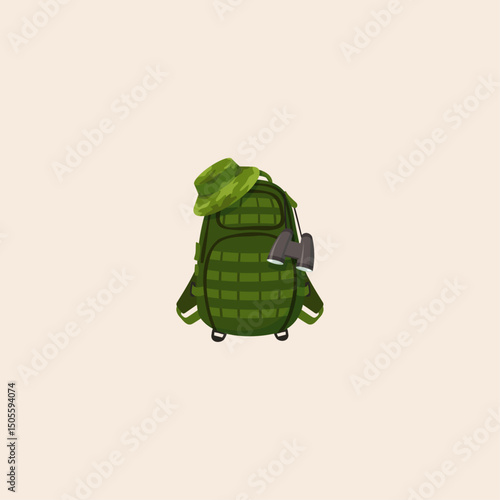Backpack icon flat vector design.