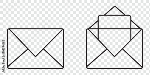 Mail icon, envelope, message symbol isolated on transparent background, email PNG