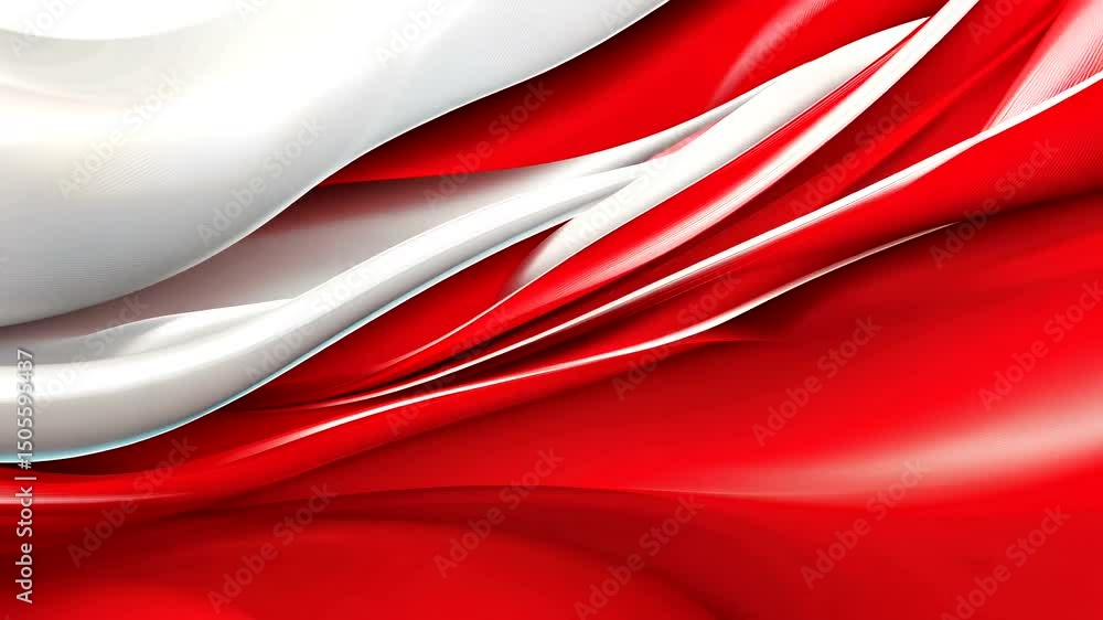 Abstract red and white ribbon pattern