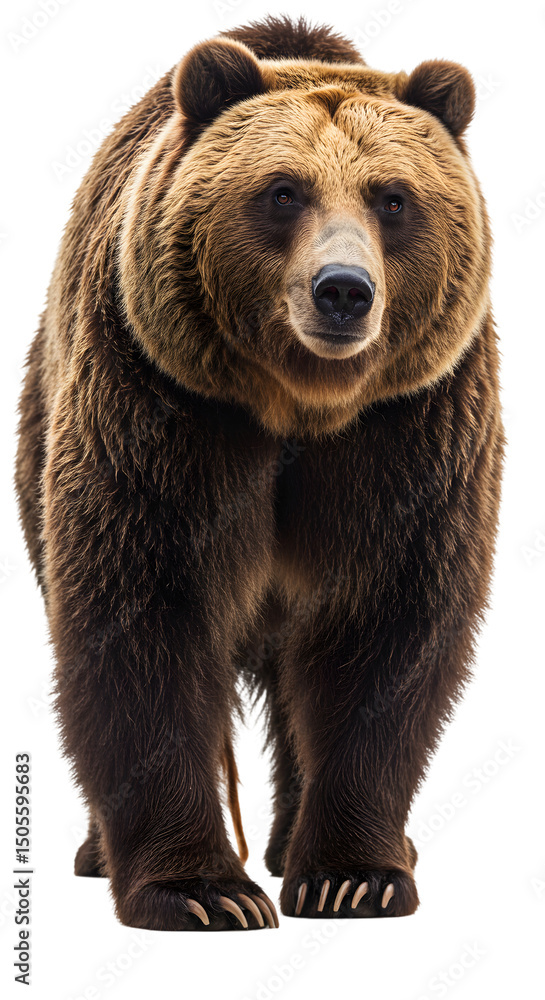 Fototapeta premium Realistic Full Body Portrait of a Brown Bear Isolated on Transparent Background