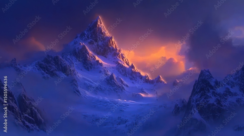 Obraz premium Majestic Sunset over Snow-Capped Peaks