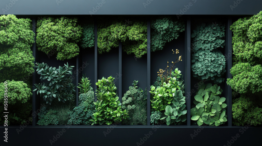 Fototapeta premium Eco-friendly and sustainable branding displays in a dark theme with natural textures and organic product presentation elements