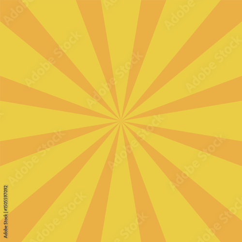 Bright Yellow Sunburst Background with Retro Comic Style Rays