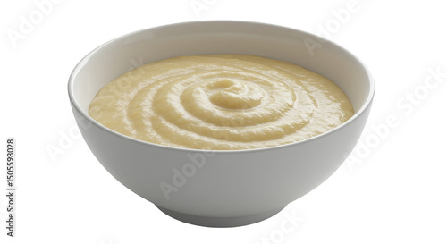 Realistic Photo Of A Bowl With Creamy Porridge Isolated On Transparent Background