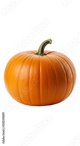 Realistic Photo of a Single Orange Pumpkin Isolated on Transparent Background