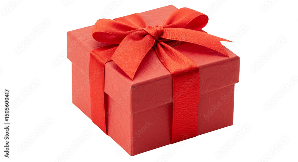 Red Gift Box Tied with Ribbon for Festive Celebrations Red Gift Box Tied with Ribbon for Festive Celebrations