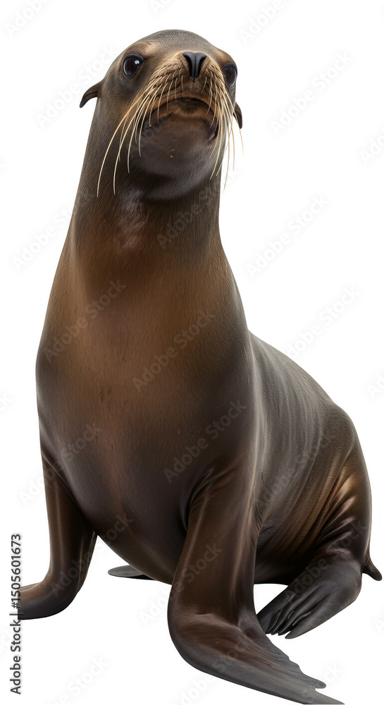 Obraz premium Sea Lion Portrait on Transparent Background Realistic Photo Illustration