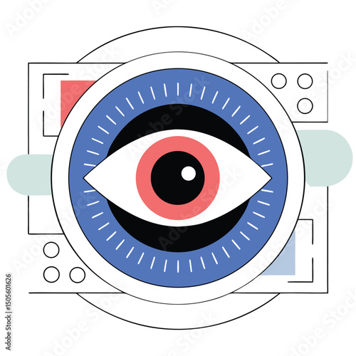 Abstract eye illustration with geometric shapes on a white background
