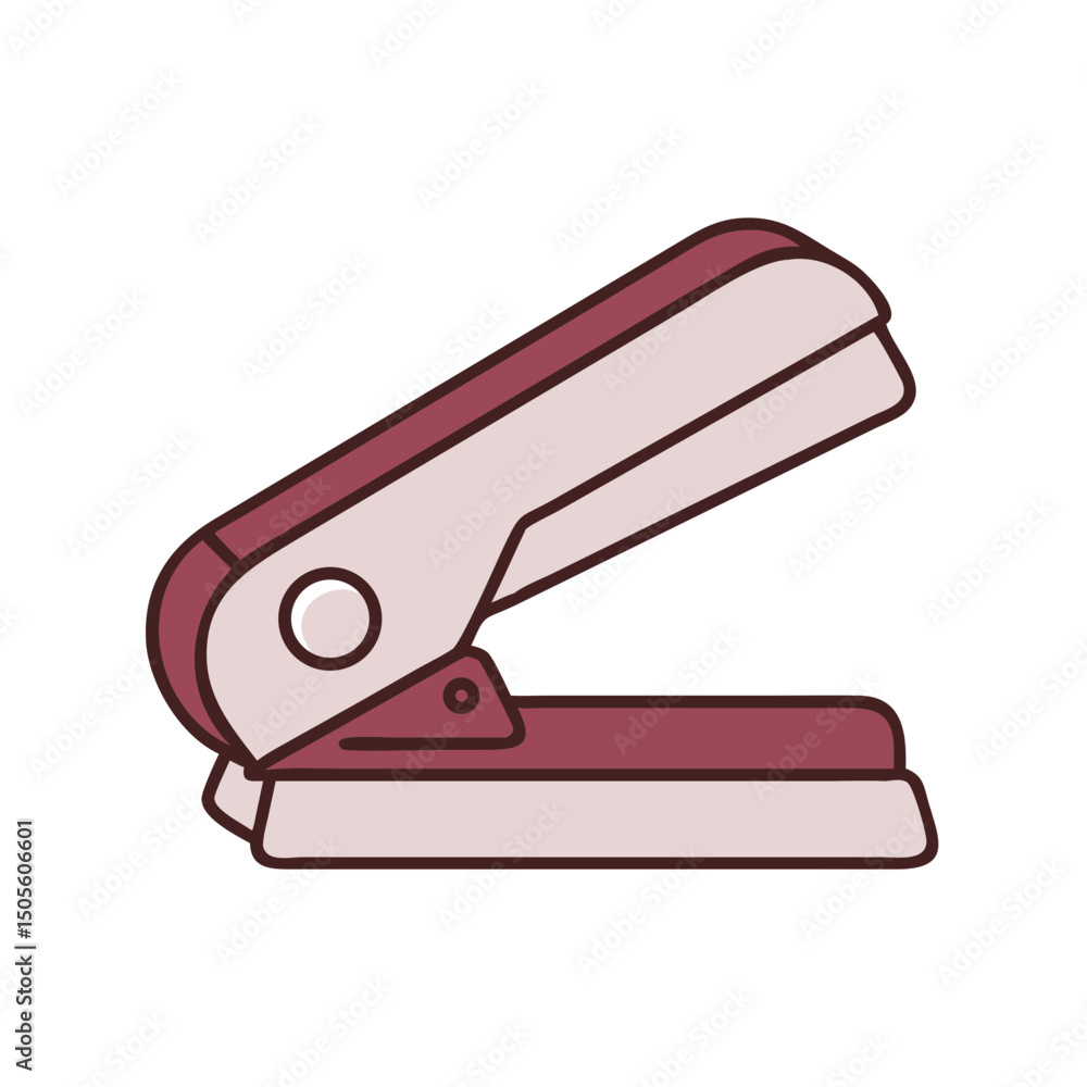 Red and grey stapler illustration, for office supplies, stationery design Red and grey stapler illustration, for office supplies, stationery design