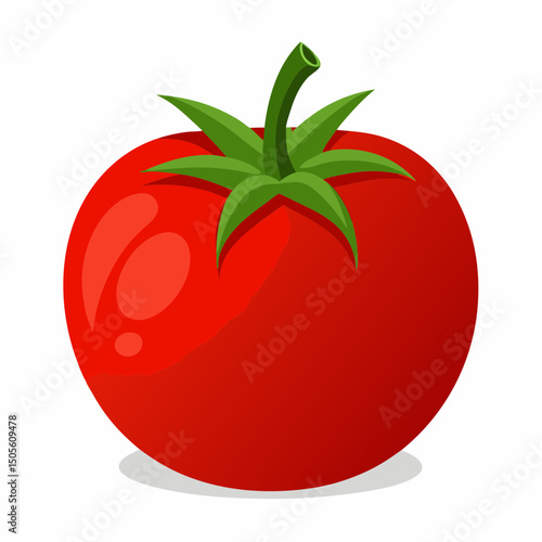 Realistic full-body tomato illustration on a clean white background, perfect for food-related digital products, packaging, and educational use.